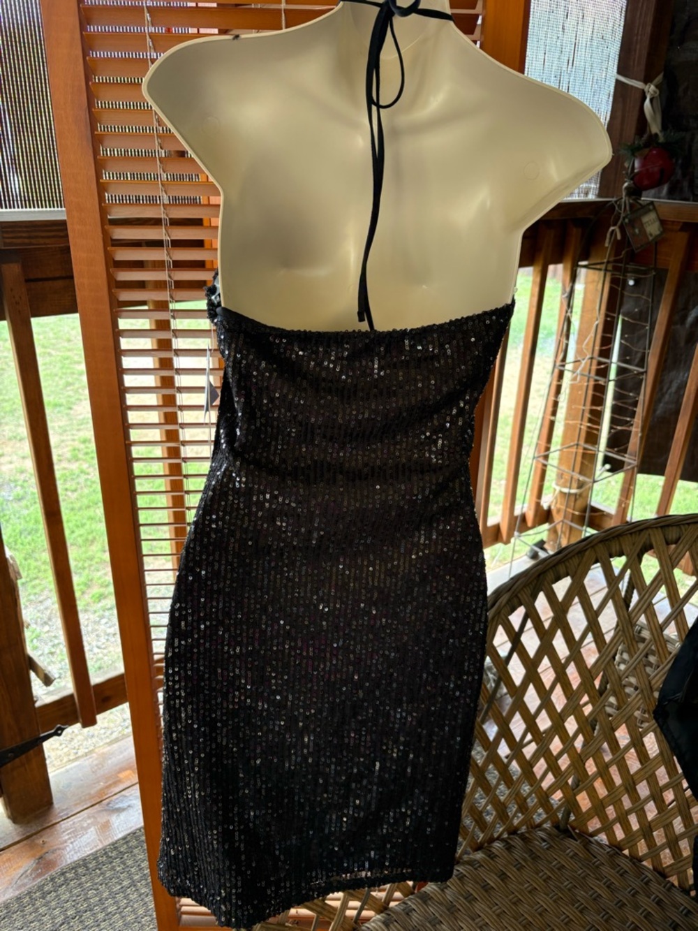 Forever 21 Black Sequin Halter Mini Dress - Picture 3 of 5